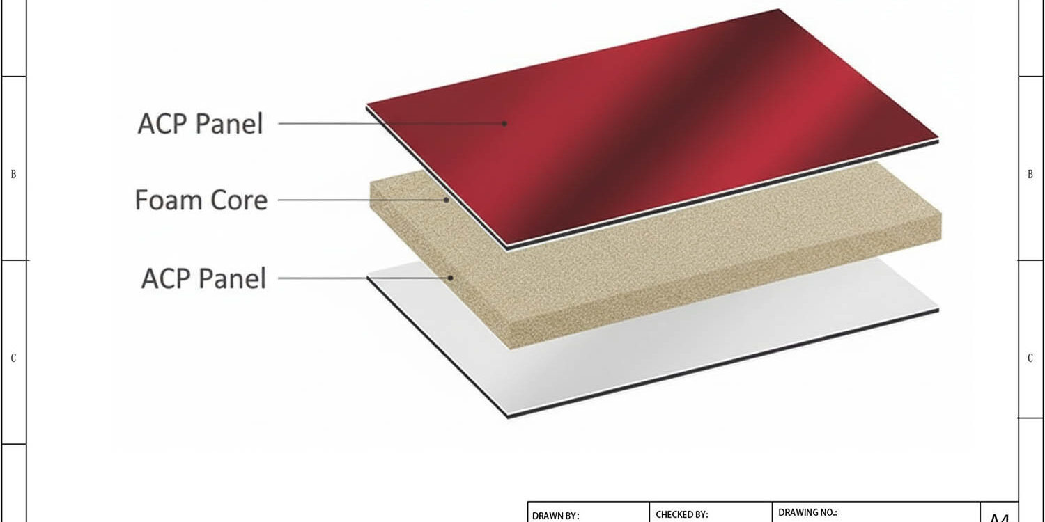 ACP Foam Core Panel Structure Drawing