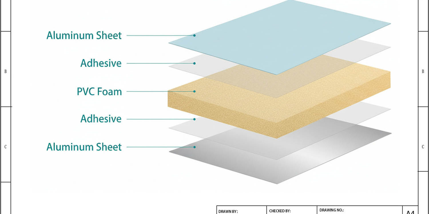 Aluminum PVC Sandwich Panel Structure Drawing