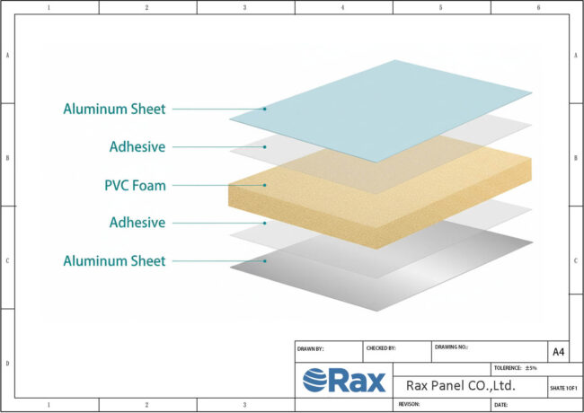 Aluminum PVC Sandwich Panel Structure Drawing