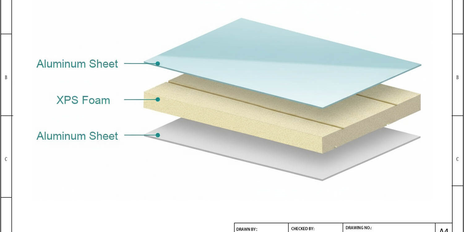 Aluminum XPS Sandwich Panel Structure Drawing