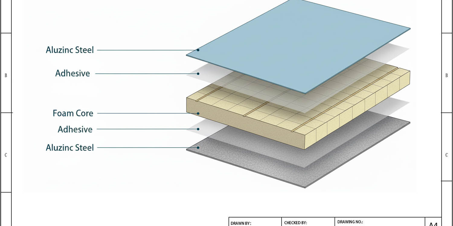 Aluzinc Sandwich Panel Structure Drawing