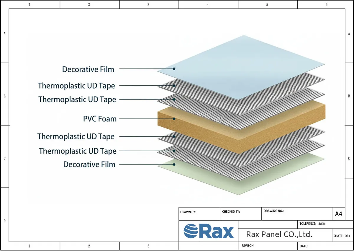 CFRT PVC Sandwich Panel Structure Drawing