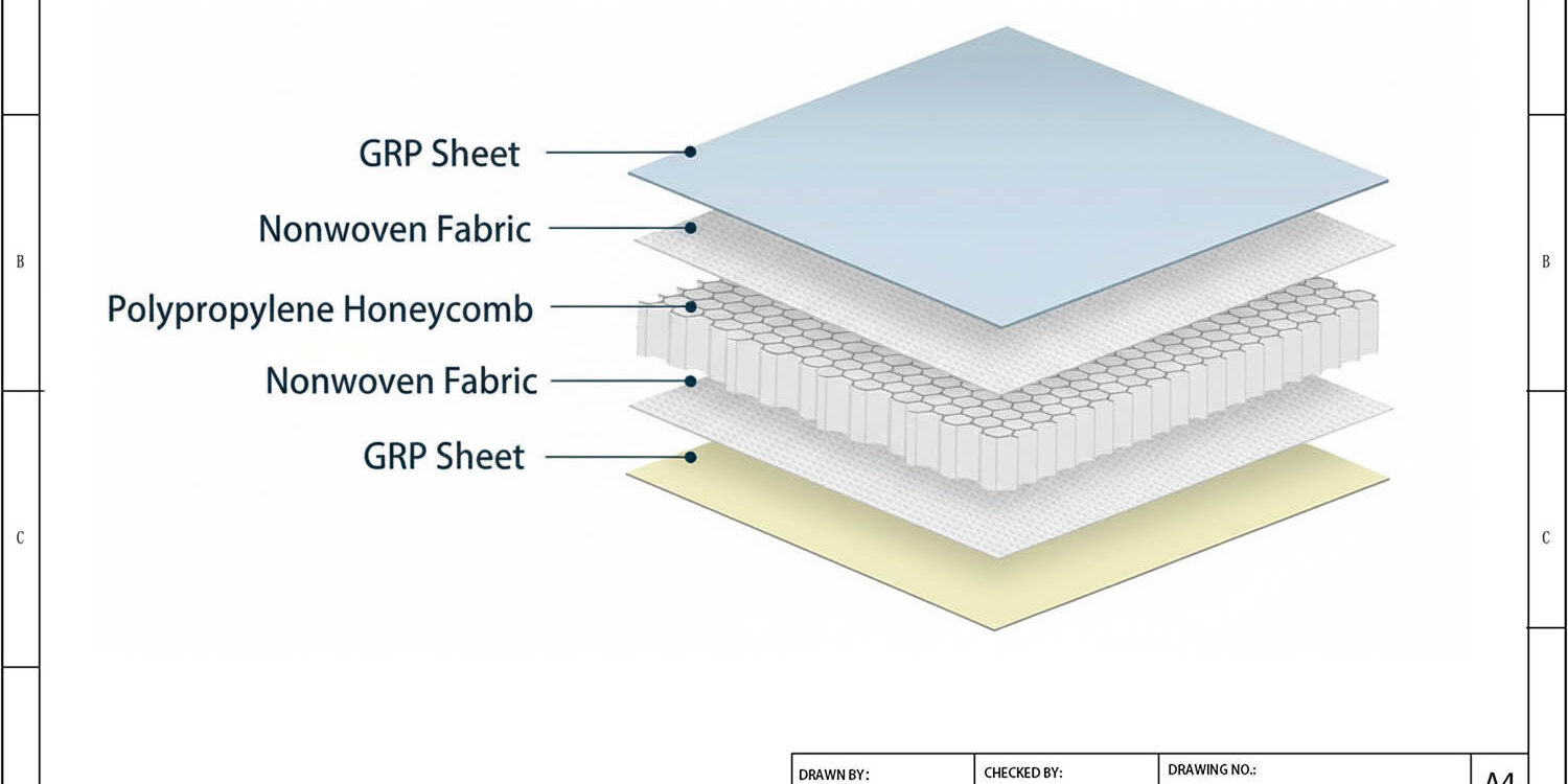 GRP Honeycomb Panel Structure Drawing