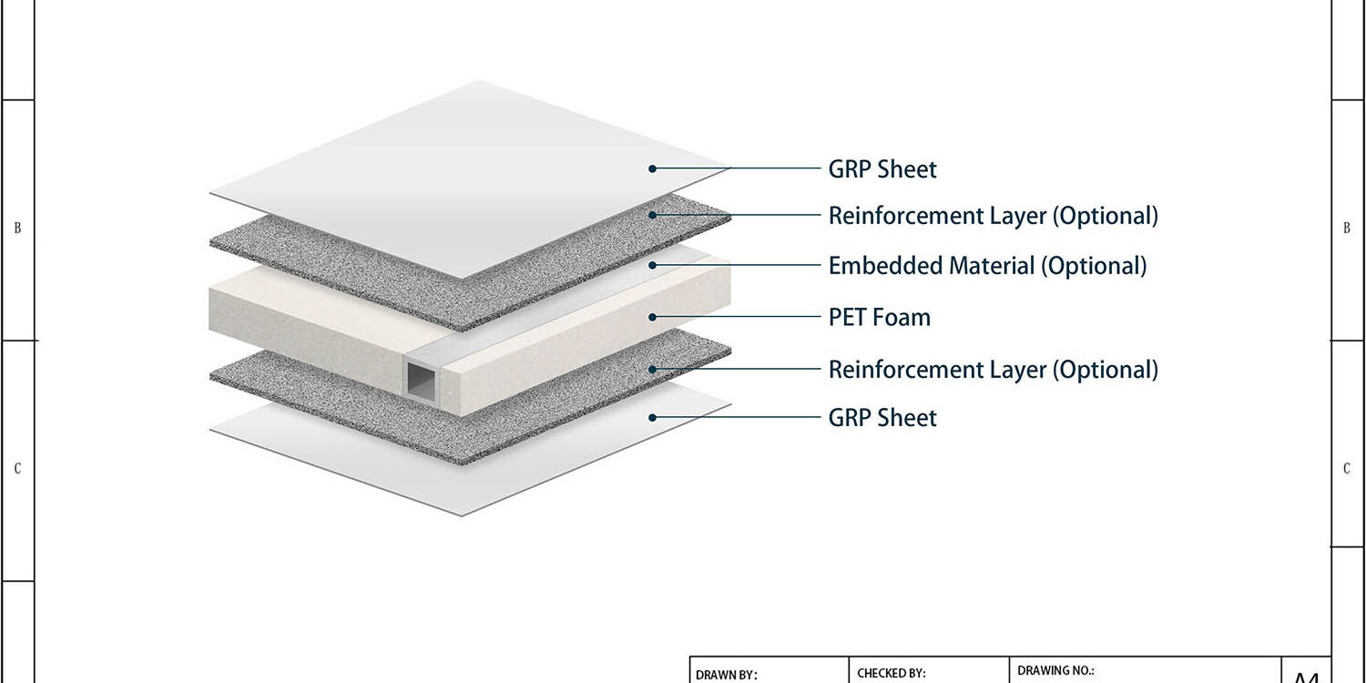 GRP PET Sandwich Panel Structure Drawing