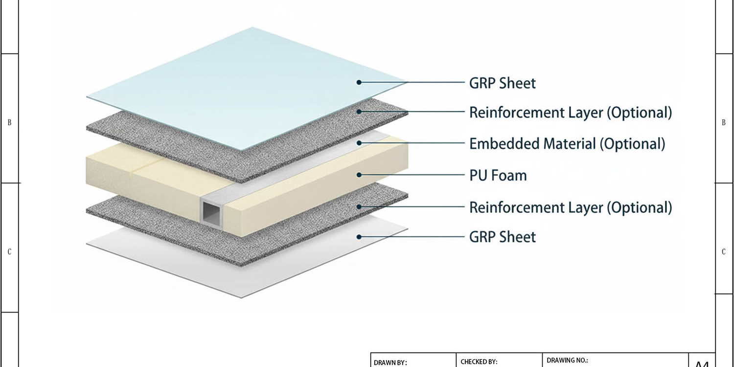 GRP PU Sandwich Panel Structure Drawing