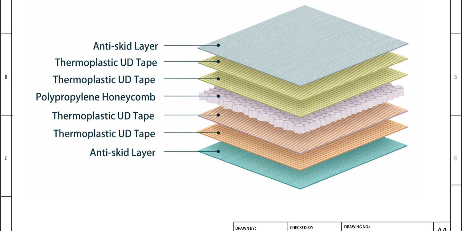 Non-Slip Honeycomb Panel Structure Drawing